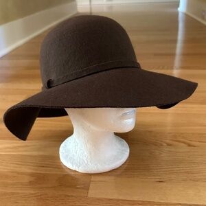 Wool Felt Brown Floppy Hat Round Womens